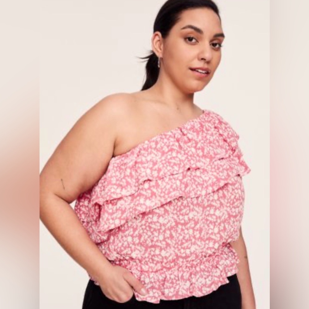 NWT Adore Me Pink Floral One Shoulder Emma Top